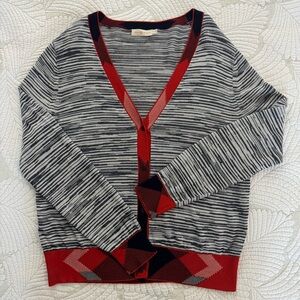 Tory Burch Red and Navy Arielle Cardigan- Size XL